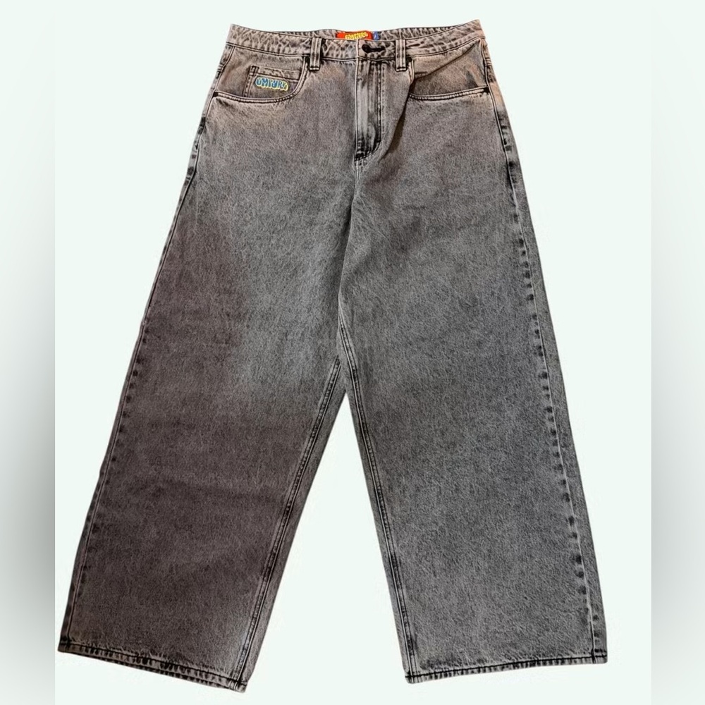 Gray Washed Wide-Leg Men’s Jeans